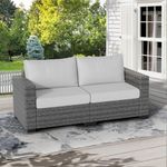 ABCASA Wicker Patio Loveseat,Extra Large Outdoor Love Seat with Comfortable 4.72'' Thick Cushions,Deep Seat Patio Sofas Set for Porch, Deck, Backyard, Sunroom, Garden, Grey