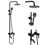 gotonovo Outside Shower Fixture Wall Mount Matte Black SUS 304 Stainless Steel Triple Function with Hand Sprayer and Tub Spout 8 Inch Rainfall Shower Head Shower faucet Set Bathroom Complete Set