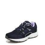 Vionic Women's Walker Classic Comfortable Leisure Shoes- Supportive Walking Sneakers That Include Three-Zone Comfort with Orthotic Insole Arch Support, Navy Purple Suede, 5 Wide