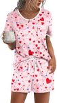 Ekouaer Pajama Set for Women 2 Piece Lounge Set Short Sleeve Tops and Shorts Soft Sleepwear, Chest Pocket