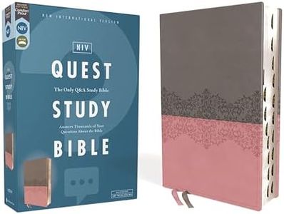 NIV, Quest Study Bible, Leathersoft, Gray/Pink, Thumb Indexed, Comfort Print: The Only Q and A Study Bible
