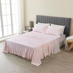 SLEEPDOWN 100% Cotton Jersey Sheets King - 4 Piece, Blush | Ultra Soft & Cozy T-Shirt Feel, All Season, Wrinkle Free, Breathable King Size Bed Sheets, Snug Fit (Deep: 5"-16") King Bed Sheets, Blush