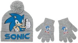 Sonic The Hedgehog Youth Cuffed Beanie and Gloves Set Gray