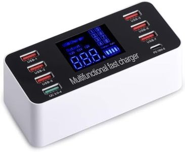 Microware 8 Ports USB Multi Port USB Plug, Quick Charge 3.0 8 Port Desktop Hub Multiple USB Charger Station Led Display Fast Charging EU/Us/UK/Au Plug,Euplug