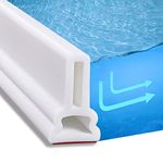 1m Collapsible Shower Water Dam Silicone Shower Threshold Water Stopper Barrier Retention System for Bathroom Kitchen Wet and Dry Separation, Wheelchair Accessible, White (1m / 39in)