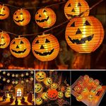 NEXVIN Halloween Orange Pumpkin Lanterns Lights, 4M/13ft 20 LED Orange Pumpkin Lights, Waterproof 2 Modes Battery Powered Halloween Fairy Lights for Indoor Outdoor Garden Home Party Bar Decorations