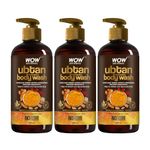 WOW Skin Science Ubtan Body Wash|Tan Removal And Glowing Skin|With Chickpea Flour, Almond, Safron & Turmeric Extract|500 Ml|Pack of 3