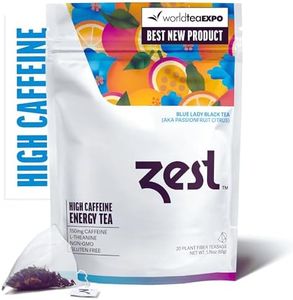Zest Tea Energy Hot Tea, High Caffeine Blend Natural & Healthy Coffee Substitute, Perfect for Keto, 20 servings (150mg Caffeine each), Compostable Teabags (No Plastic) - Blue Lady Black Tea