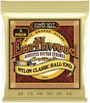 Ernie Ball Folk Nylon Clear & Gold Ball-End 80/20 Bronze Acoustic Guitar Strings 3-pack, 28-42 Gauge (P03069)