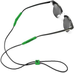 Pilotfish Leather Sunglasses Strap - Glasses Retainer Cord for Men or Women, Secure Chain Eyeglass or Sunglass Holder (Green Macaw)