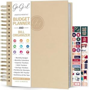 GoGirl Budget Planner & Monthly Bill Organizer – Monthly Financial Book with Pockets. Expense Tracker Notebook Journal to Control Your Money, A4-Sized Spiral-Bound Hardcover, Lasts 1 Year – Seashell