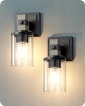 EDISHINE Wall Sconces Set of 2, Farmhouse Vanity Lights for Bathroom, 1-Light Wall Light Fixtures, Industrial Wall Mount Lighting Lamps with Clear Glass Shade for Bedroom Living Room Mirror Hallway