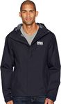 Helly Hansen Men's Seven J Waterproof Windproof Breathable Rain Coat Jacket, 596 Navy, Small