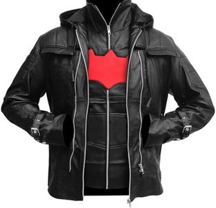 Black Hood Jacket and Vest - Knight Gamers Bat Hooded Leather Jacket 2 in 1 (M)