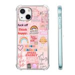 AOSSXIN Inspirational Quotes Collage Case for iPhone 13,Cute Beige Psoitive Words for Boys Gilrs,Soft TPU Bumper Case Compatible with iPhone 13