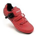 Santic Mens Lockless Cycling Shoes Lock-Free Road Bike Shoes Cycling Sneakers Cleats not Compatible Indoor and Outdoor Bicycle Shoes Red UK 8