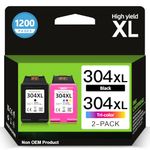 304XL High Yield Ink Cartridges, 304 Ink Cartridges Combo Pack Replacement for HP 304 Ink Cartridges Black and Colour Original, Printer Ink 304 XL for Envy 5030 5032, DeskJet 3720 2600 3750 3760 2630