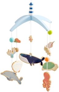 Youuys Baby Mobile - Campanello a vento in legno con palline di feltro, per lettino e cameretta dei bambini, idea regalo per bambine o ragazzi (mare)