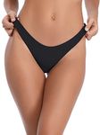 RELLECIGA Women's Black Cheeky Brazilian Cut Bikini Bottom Size Medium