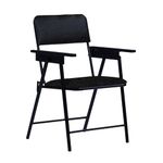 Spacecrafts Folding Study Chair | Space Saving And Adjustable Chair | Powder Coated With Cushion | Without Writing Pad - Mild Steel, Black