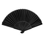 Peslogy Black Folding Hand Classic Style Fan Silk Fabric Bamboo Ribs Hand Held Chines/Spanish Foldable Fan for Wedding, Party Favor, Performance, Dance, Home Decorations, Festival, Gift