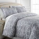 Southshore Fine Living, Inc. Boho Paisley Collection - Premium Quality, All-Season Down Alternative Easy Case, Over-Sized 3-Piece Comforter Set, King/California King, Ash Blue