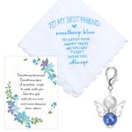 MKISHINE Something Blue for Bride Gift for Bride from Maid of Honor Best Friend Wedding Gift to Bride from Bridesmaid Bridal Blue Handkerchief, Something Blue Angel Gift, Bridal Shower Gift, Blue