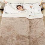 ESTINGO Large Heated Throw Electric Blanket 200x150cm, Double Size Soft Flannel & Sherpa, 10 Hours Auto Off & 6 Settings, Rapid Heat, Overheat Protection, Energy Saving, Washable, for Sofa Bed, Beige