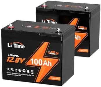 LiTime 2 Pack 12V 100Ah RV Lithium Battery, Group 24 Rechargeable LiFePO4 Battery with Up to 15000 Cycles, 1.28kWh and Higher Energy Density, Perfect for Trolling Motors, Boat, Marine, Solar etc.