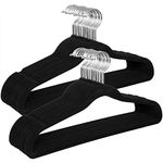 SONGMICS Set of 30 Velvet Hangers, 41.5 cm Wide, Space-Saving, High Load Capacity, with 360° Swivel Hooks, for Coats Shirts Suits, Silver and Black CRF26BK