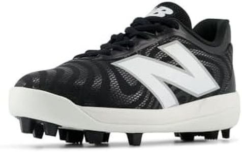 New Balance Boy's 4040 V7 Rubber-Molded Baseball Shoe, Black/Optic White, 4 Big Kid