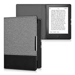 kwmobile Case Compatible with Kobo Aura H2O Edition 1 - PU Leather and Canvas e-Reader Cover - Dark Grey/Black