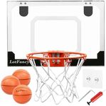 LotFancy Mini Basketball Hoop for Door, 17.5 x 12'' Basketball Hoop Indoor for Kids Teens, Over The Door Basketball Hoop Shatter Resistant with 3 Balls, DIY Stickers, Complete Accessories Included