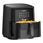 PureMate 7L Air Fryer with Digital Display & Recipes Book, Healthy Oil Free 1800W Air Fryer with 12 Preset, LED One Touch Screen, Timer & Adjustable Temperature Control for Low Fat Cooking