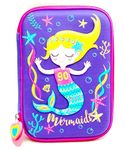 Kamsons 3D Embossed Mermaid EVA Hardtop Pencil Case, Large Capacity Cute Cartoon Pencil Bag, Cosmetic Case, Stationery Storage Box - Purple