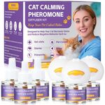 9-in-1 Advanced Cat Pheromone Calming Diffuser (3 Plugs+6 Refills), Relieve Anxiety, Help Reduce Fighting, Spraying & Scratching, Drug-Free & Odorless Safe Relaxation Solution, 180 Days
