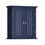 ChooChoo Bathroom Wall Cabinet, Over The Toilet Space Saver Storage Cabinet, Medicine Cabinet with 2 Door and Adjustable Shelves, Cupboard, Navy Blue, MC180007-BU