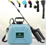 Lawn and Garden Sprayer, Upgraded 2 Gallon 7.4V Battery Powered Sprayer with 5 Nozzles, 32 Inch Telescopic Wand, Rechargeable Handle and Adjustable Shoulder Strap for Garden and Lawn