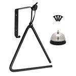 SOLULA 9 inch Triangle Cast Iron Dinner Bell – With 9” Wall Mounted Bracket and Hanging Striker – For Indoor Use or Outdoor Weatherproof Wall Mounted – Complete With Metal Desk Bell Bonus