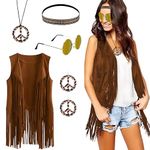 FEBALHS Hippie Costume Women, 70s Outfits Plus Size Halloween Accessories Girls