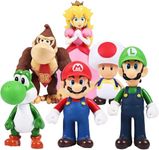 RVM Toys Set of 6 Super Mario Brothers Luigi Action Figure 14-11 cm for Car Dashboard, Cake Decoration, Collectible and Study Table Multicolor