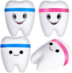 4 Pcs Jumbo Slow Rising Tooth Toy, Cute Teeth Stress Balls Toys, Squeeze Fidget Toys for Adults Kids Party Favors