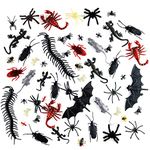 KUUQA Bugs Kit, 132 Pieces Plastic Realistic Insects for Halloween Decorations, Creepy Party Favors Supplies