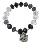 Cathedral Art Prayer Box, Black, Purple, & Crystal Bead Bracelet