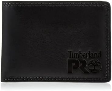 Timberland PRO Men's Leather RFID Wallet with Removable Flip Pocket Card Carrier, Black/Brandy, One Size