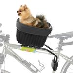 HOMEE Dog Bike Basket Carrier, Bicycle Basket for Dogs with Safety Strap,Pet Bike Basket Carrier Travel Bag for Up to 11lbs Small Dogs Cats Pets