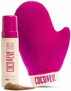 Coco & Eve Self Tanner Foam Kit - (Dark) Streak-Free Sunless Tanning Mousse, Tropically Scented Natural Looking Tan & Included Mitt Applicator, Vegan, Cruelty Free | Sunny Honey Bali Bronzing
