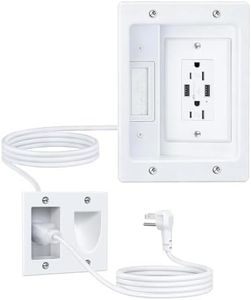 FORGING MOUNT Cord Hider for Wall Mount TV with AC Outlets, 2X USB-A Ports, in-Wall Cable Management Kit, Includes 6ft Extension Cord, Drywall Hole Saw Attachment,Drill Templates