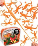 UpBrands 24 Pack ORANGE Super Stretchy Lizard Toys - Tangy Party Favors, Rubber Lizards for Kids, Small Classroom Prizes, Reptile & Newt Toy, Stress-Relief & Orange Celebrations