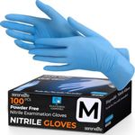 Serenelife 100 count Medium Gloves Nitrile Disposable Latex & Powder Free - Great for Kitchens, Food Handling & Cleaning Supplies - Soft & Comfortable fit - Vinyl & Nitrile blend - Medium -100 Pack